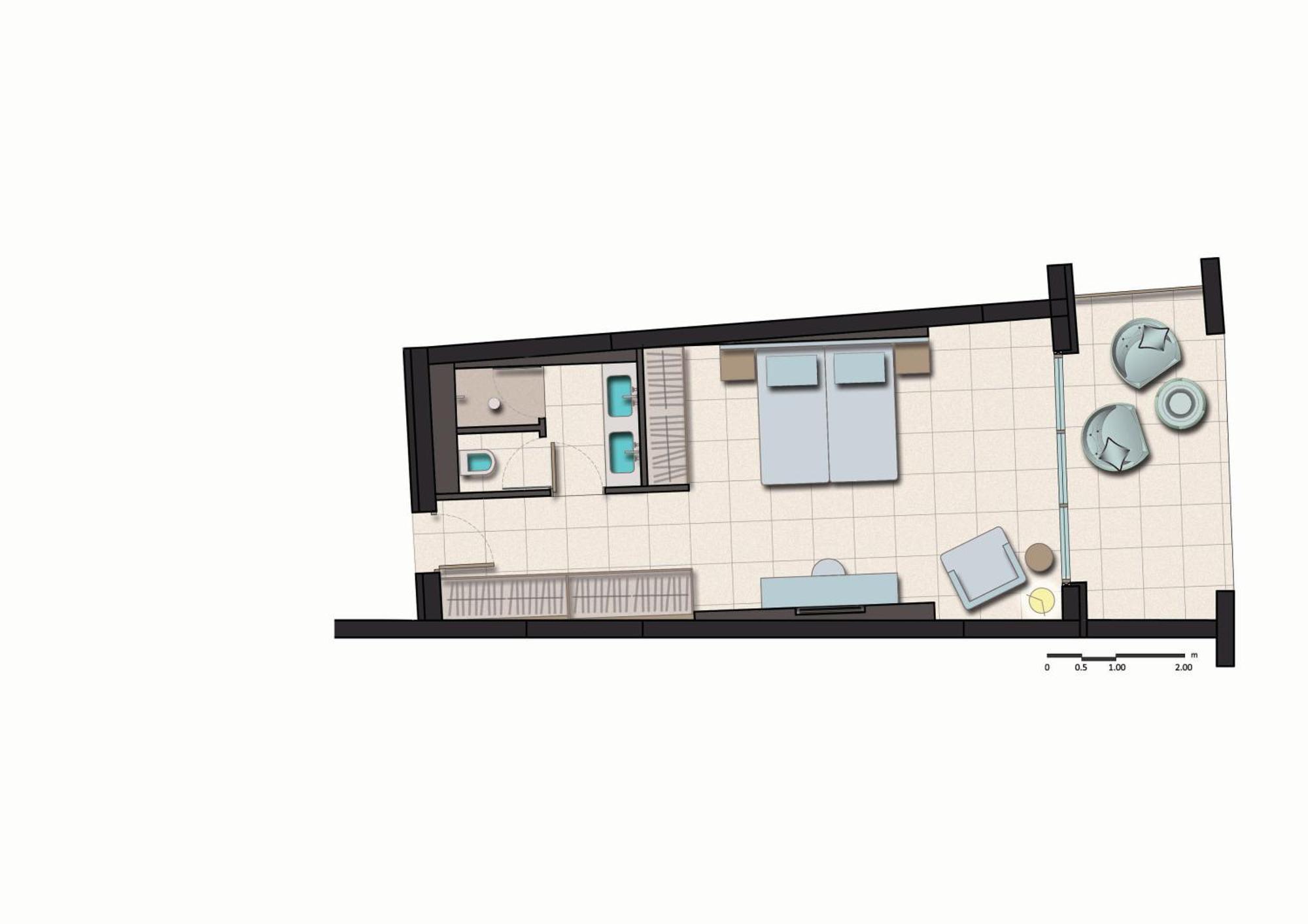 Miraggio Thermal Spa Resort Paliouri Cameră foto Floorplan of a typical studio apartment